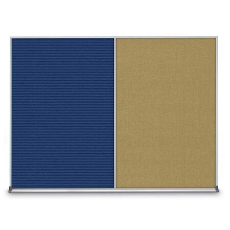 United Visual Products Triple Door Radius Plus Corkboard, 72" x UV8005PLUS-BLACK-MEDGRY